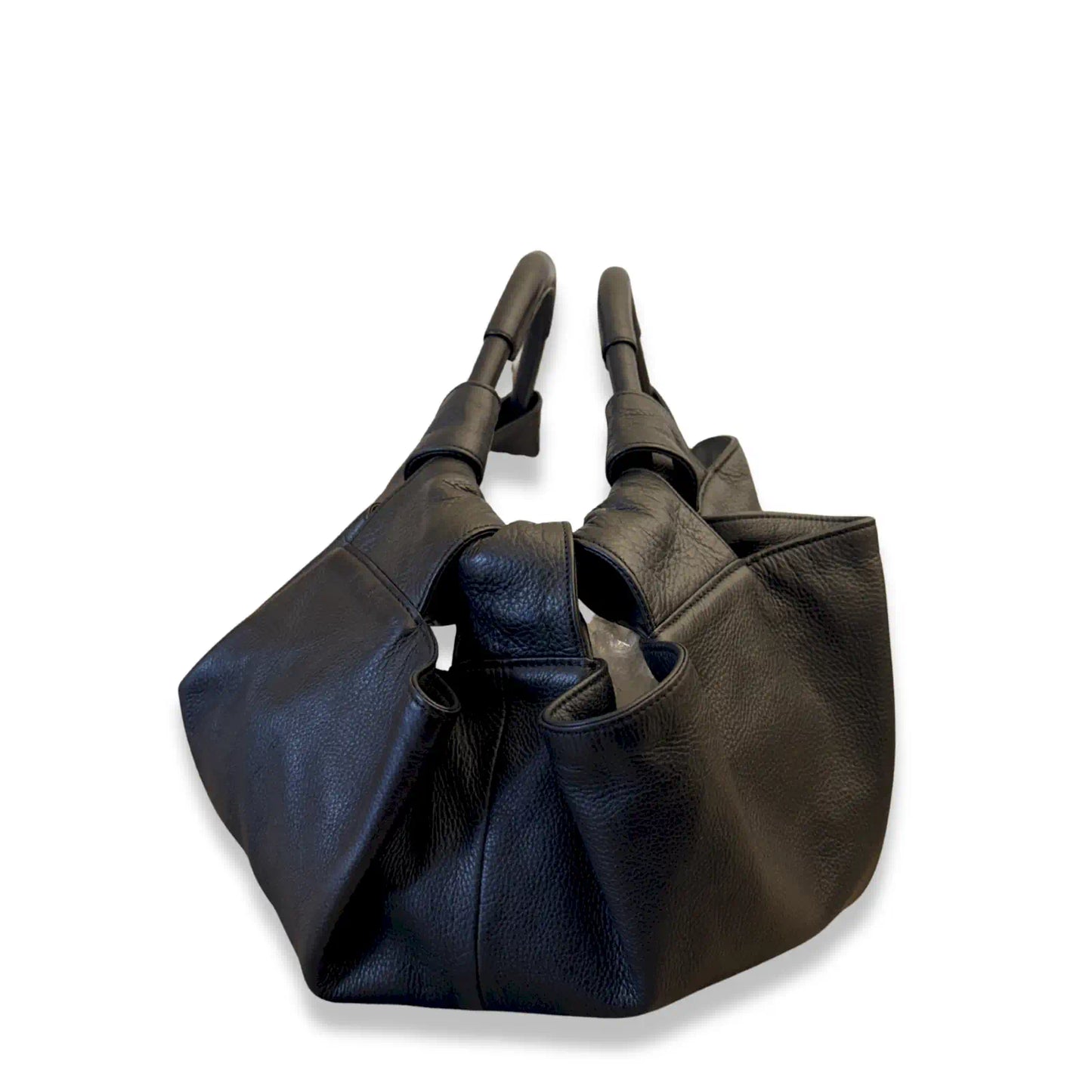 LOEWE BLACK LEATHER ANAGRAM SHOULDER BAG