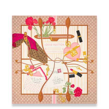 LOUIS VUITTON BEIGE DUNE NEVERFULL OF LOVE 90 SILK SCARF