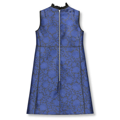 LOUIS VUITTON BLUE SILK JACQUARD MIDI DRESS