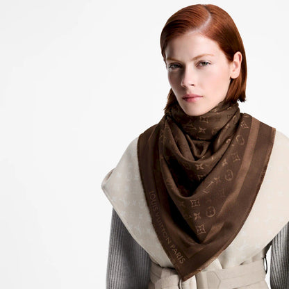 LOUIS VUITTON BROWN MONOGRAM CLASSIC SCARF