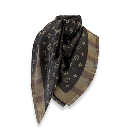 LOUIS VUITTON BROWN SO SHINE MONOGRAM SCARF
