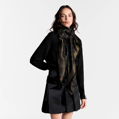 LOUIS VUITTON BROWN SO SHINE MONOGRAM SCARF