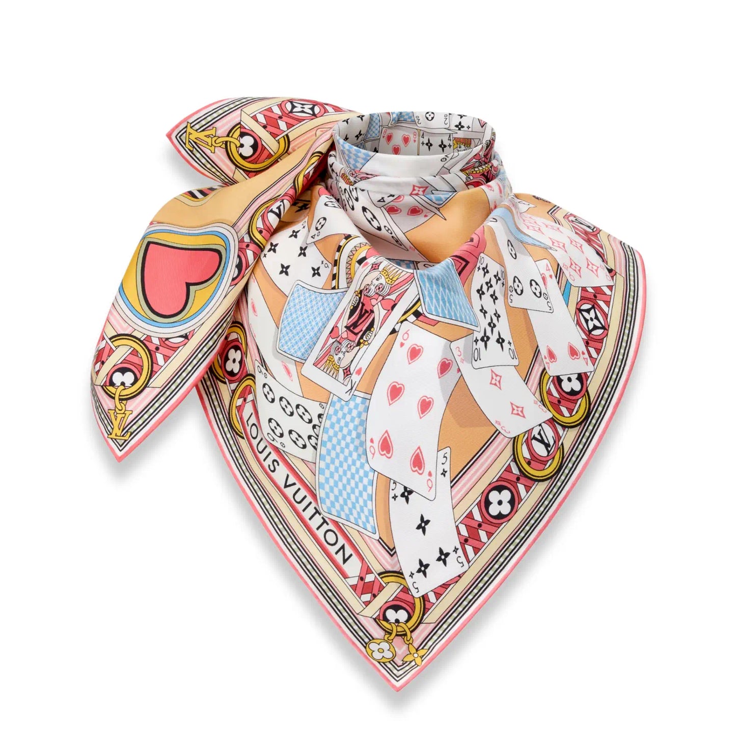 LOUIS VUITTON YELLOW CARD GAME 90 SILK SCARF