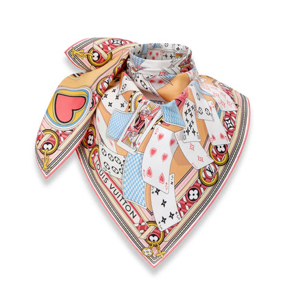 LOUIS VUITTON YELLOW CARD GAME 90 SILK SCARF
