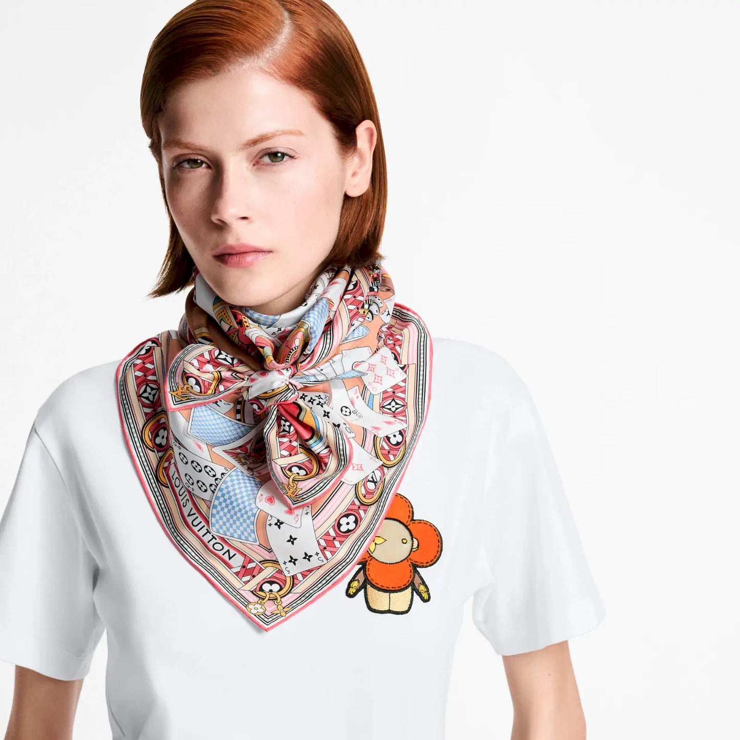 LOUIS VUITTON YELLOW CARD GAME 90 SILK SCARF