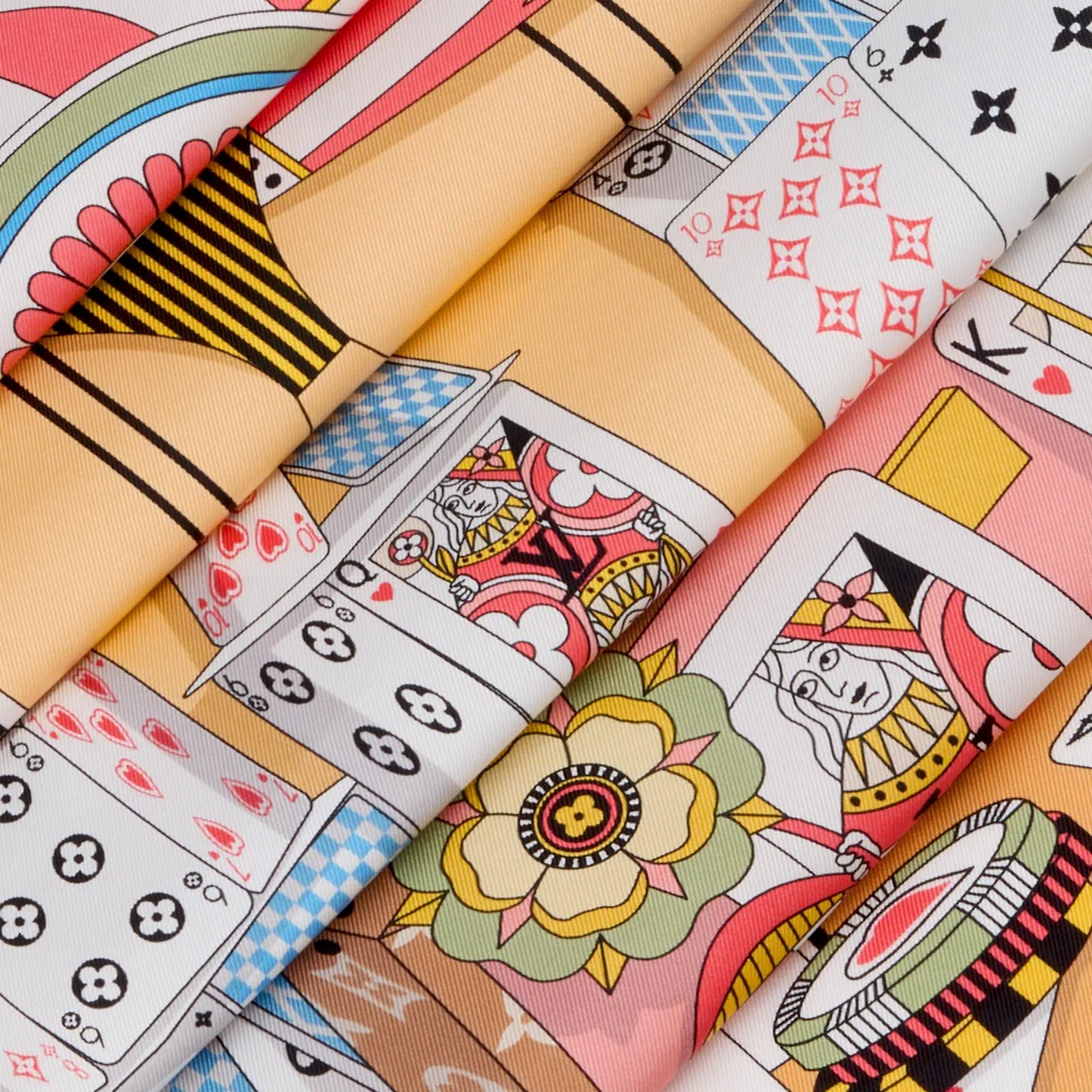 LOUIS VUITTON YELLOW CARD GAME 90 SILK SCARF