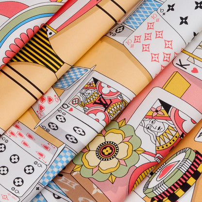 LOUIS VUITTON YELLOW CARD GAME 90 SILK SCARF