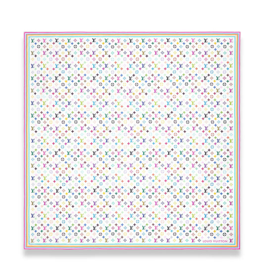 LOUIS VUITTON WHITE MULTICOLOR MONOGRAM LV X TM SCARF