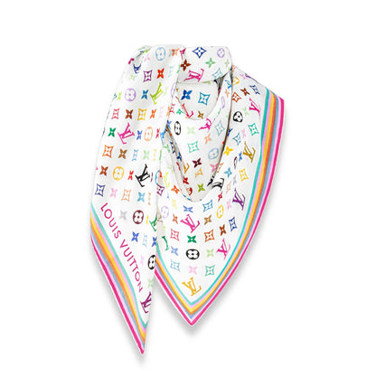 LOUIS VUITTON WHITE MULTICOLOR MONOGRAM LV X TM SCARF