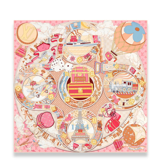 LOUIS VUITTON ROSE JOURNEY 90 SILK SCARF