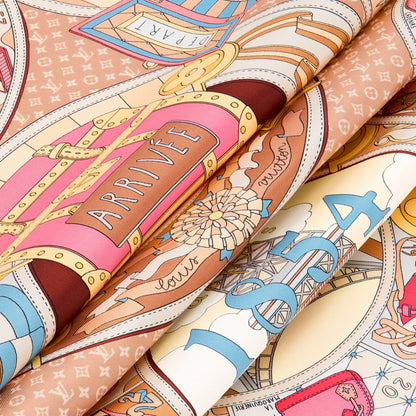 LOUIS VUITTON ROSE JOURNEY 90 SILK SCARF