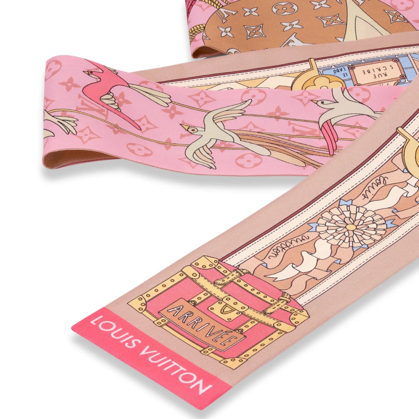LOUIS VUITTON ROSE JOURNEY SILK SCARF