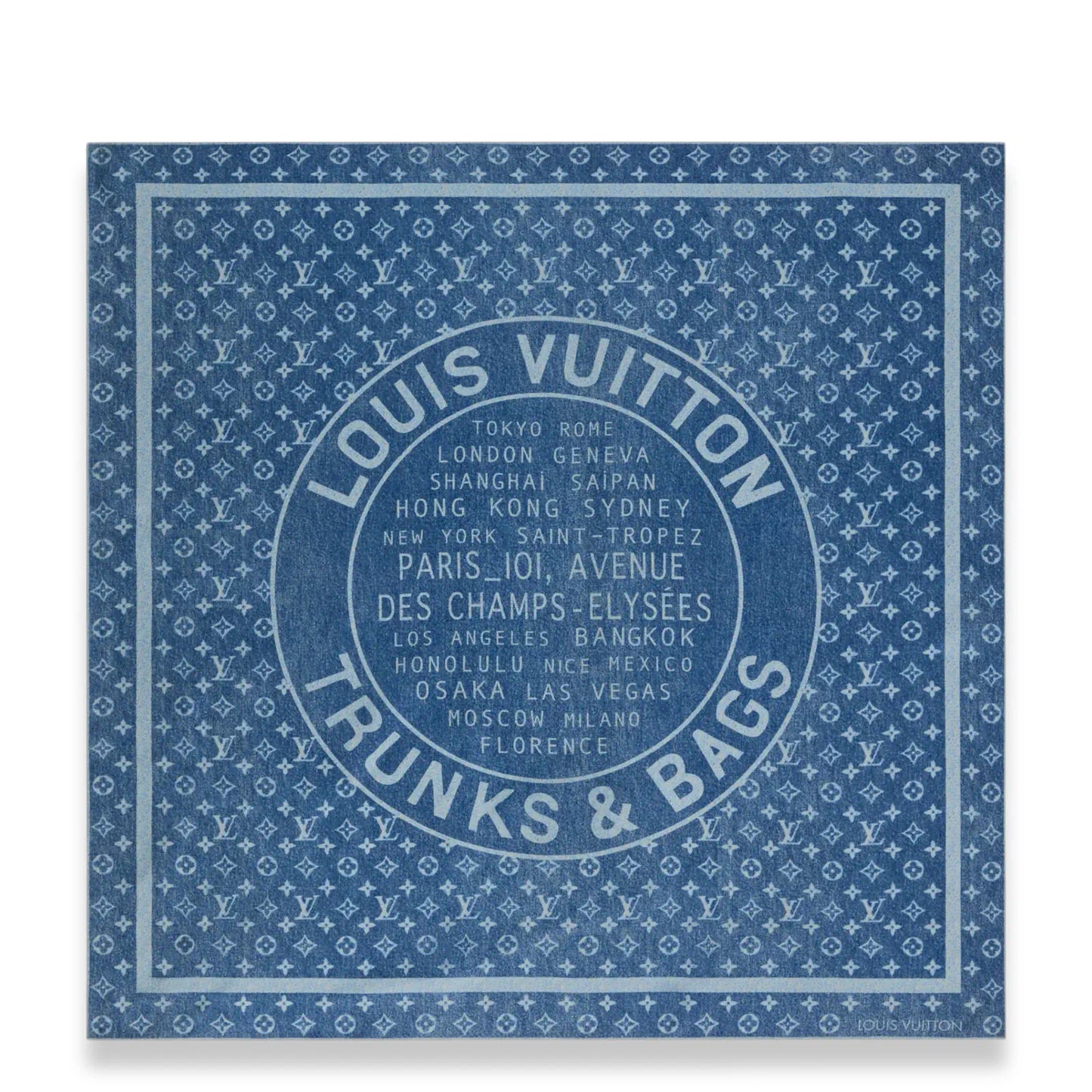 LOUIS VUITTON LV DENIM STAMP 90 SILK SCARF