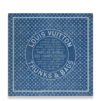 LOUIS VUITTON LV DENIM STAMP 90 SILK SCARF