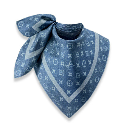 LOUIS VUITTON LV DENIM STAMP 90 SILK SCARF