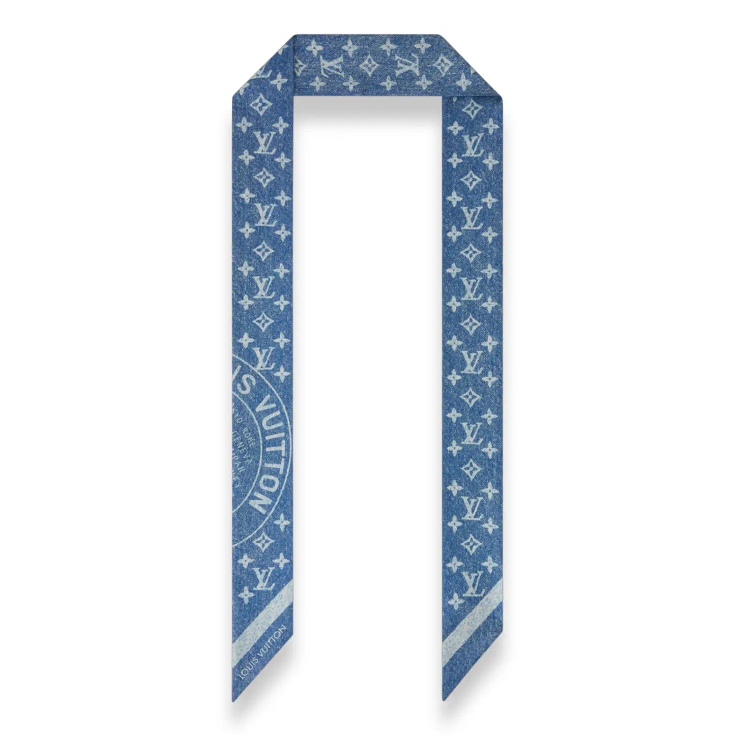 LOUIS VUITTON LV BLUE DENIM STAMP BB SCARF