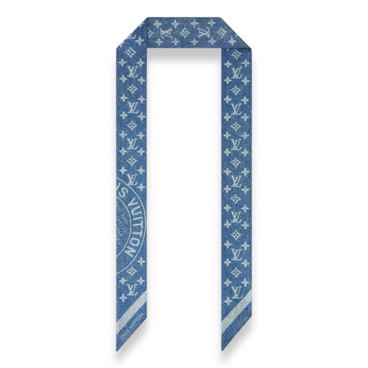 LOUIS VUITTON LV BLUE DENIM STAMP BB SCARF