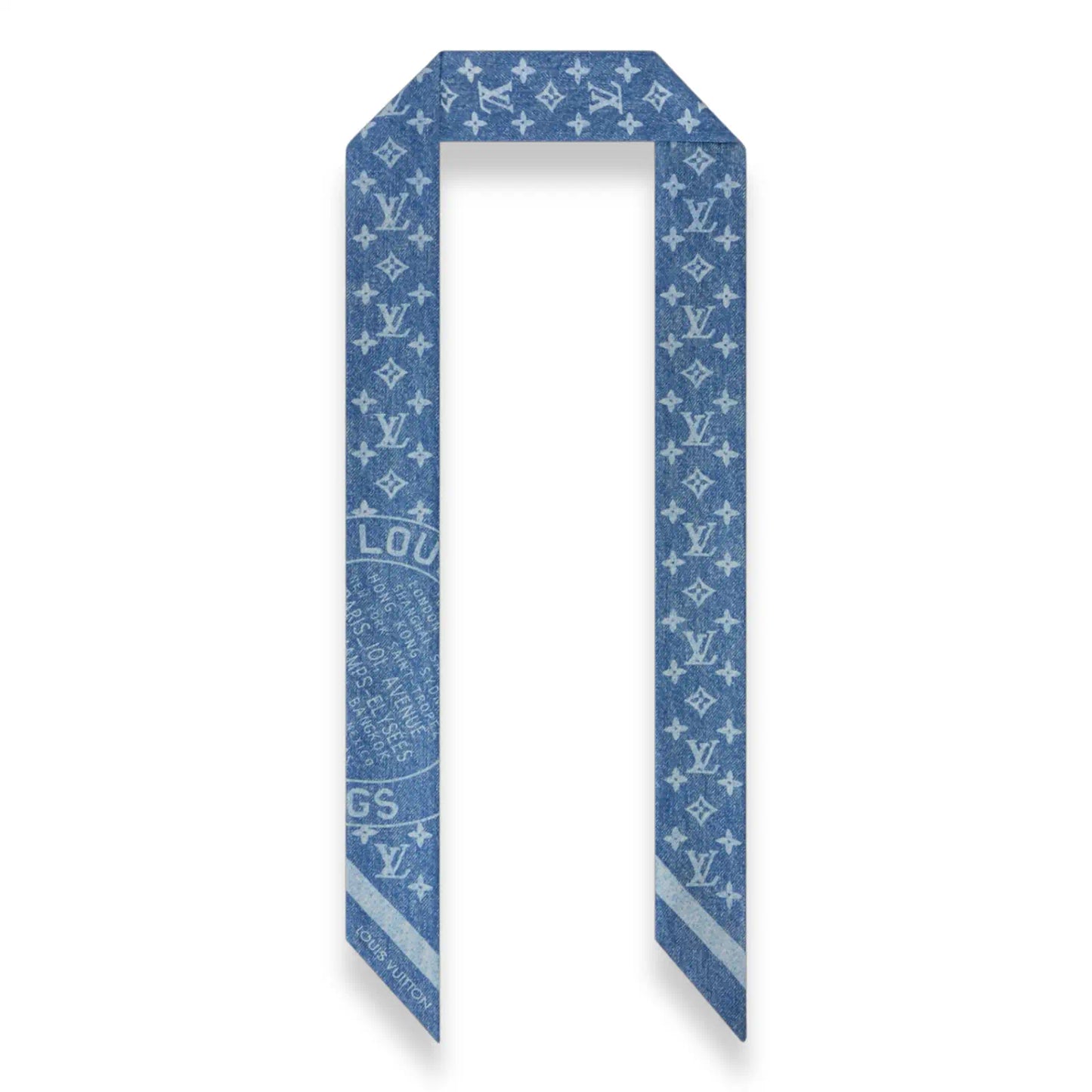LOUIS VUITTON LV BLUE DENIM STAMP BB SCARF