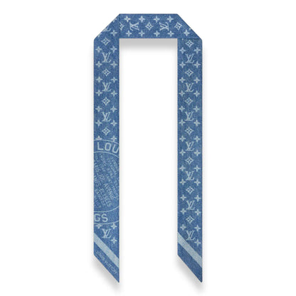 LOUIS VUITTON LV BLUE DENIM STAMP BB SCARF