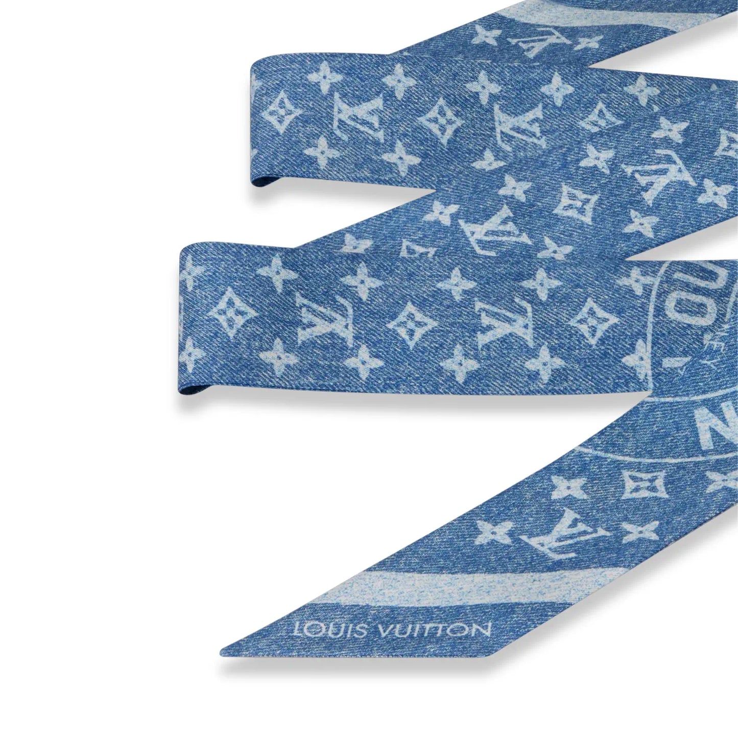 LOUIS VUITTON LV BLUE DENIM STAMP BB SCARF