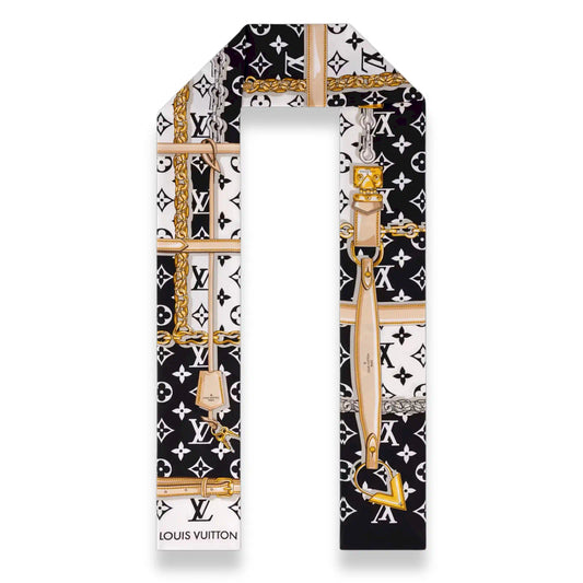 LOUIS VUITTON BLACK MONOGRAM CONFIDENTIAL SILK SCARF