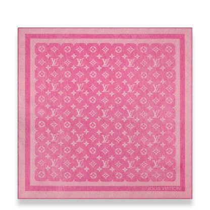 LOUIS VUITTON MONOGRAM SILHOUETTE FUCHSIA DENIM 55 SILK SCARF