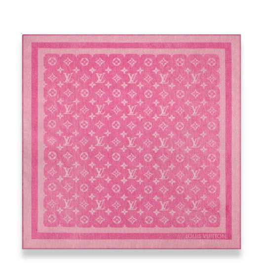 LOUIS VUITTON MONOGRAM SILHOUETTE FUCHSIA DENIM 55 SILK SCARF