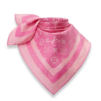 LOUIS VUITTON MONOGRAM SILHOUETTE FUCHSIA DENIM 55 SILK SCARF