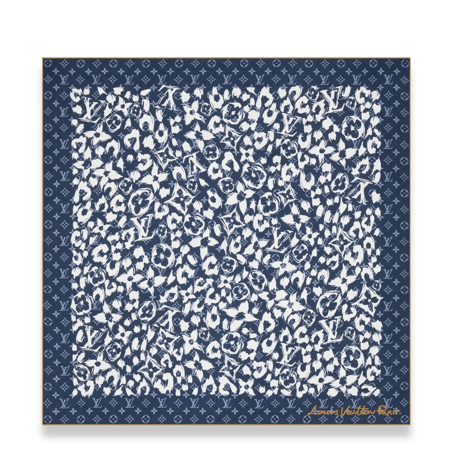 LOUIS VUITTON BLUE SAFARI 90 SILK SCARF