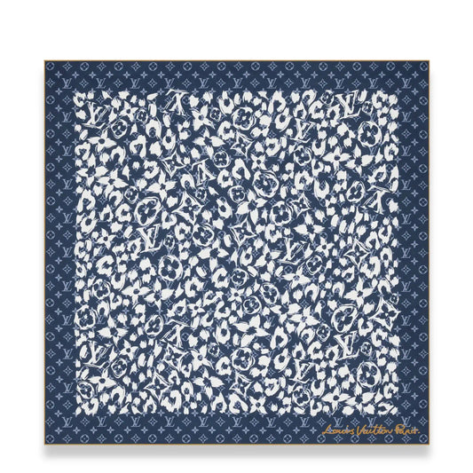 LOUIS VUITTON BLUE SAFARI 90 SILK SCARF