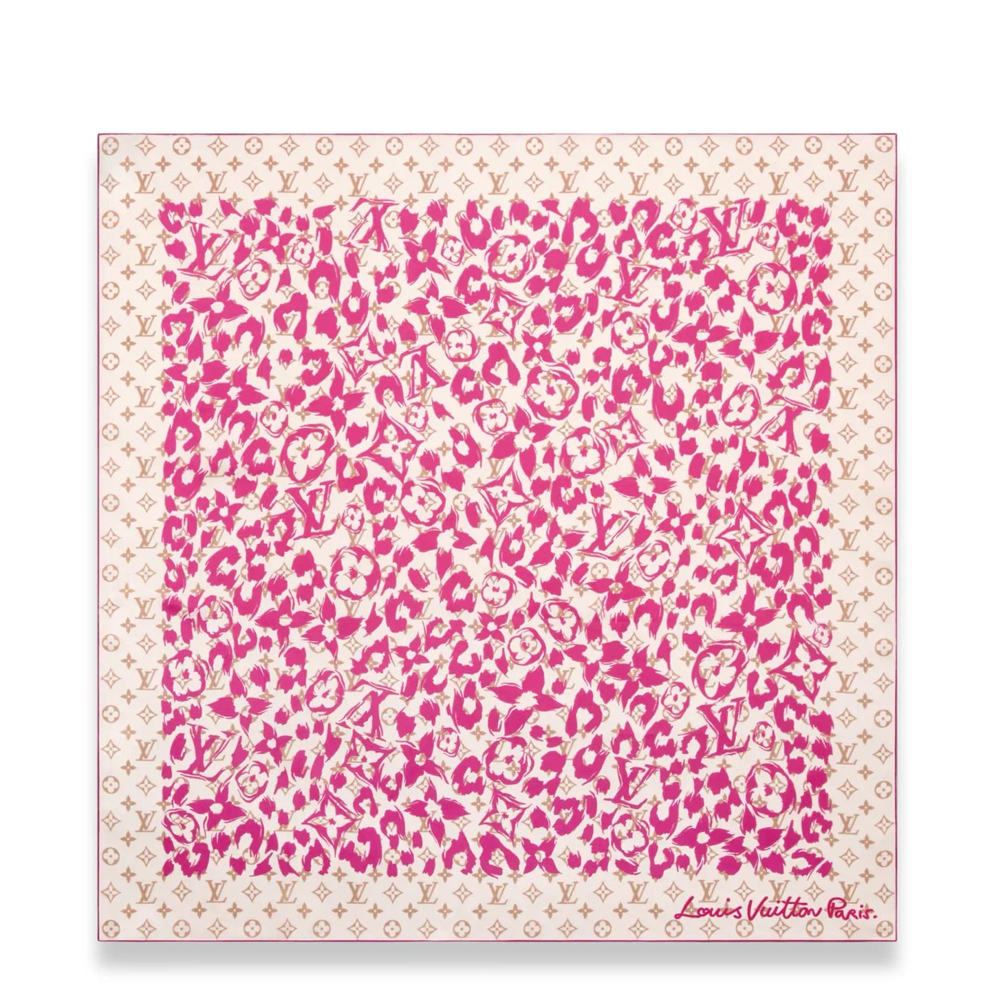 LOUIS VUITTON PINK SAFARI 90 SILK SCARF
