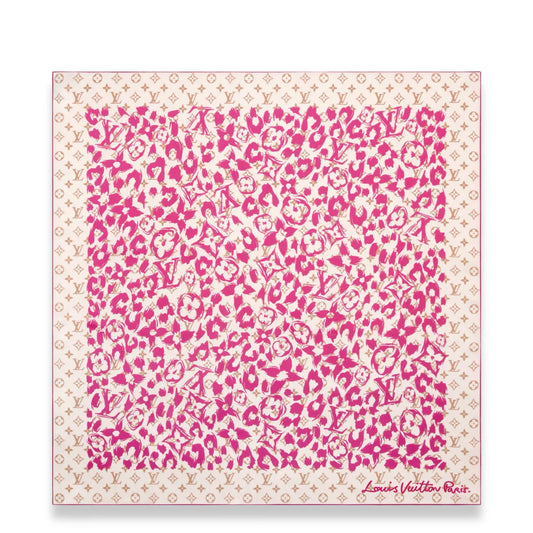 LOUIS VUITTON PINK SAFARI 90 SILK SCARF