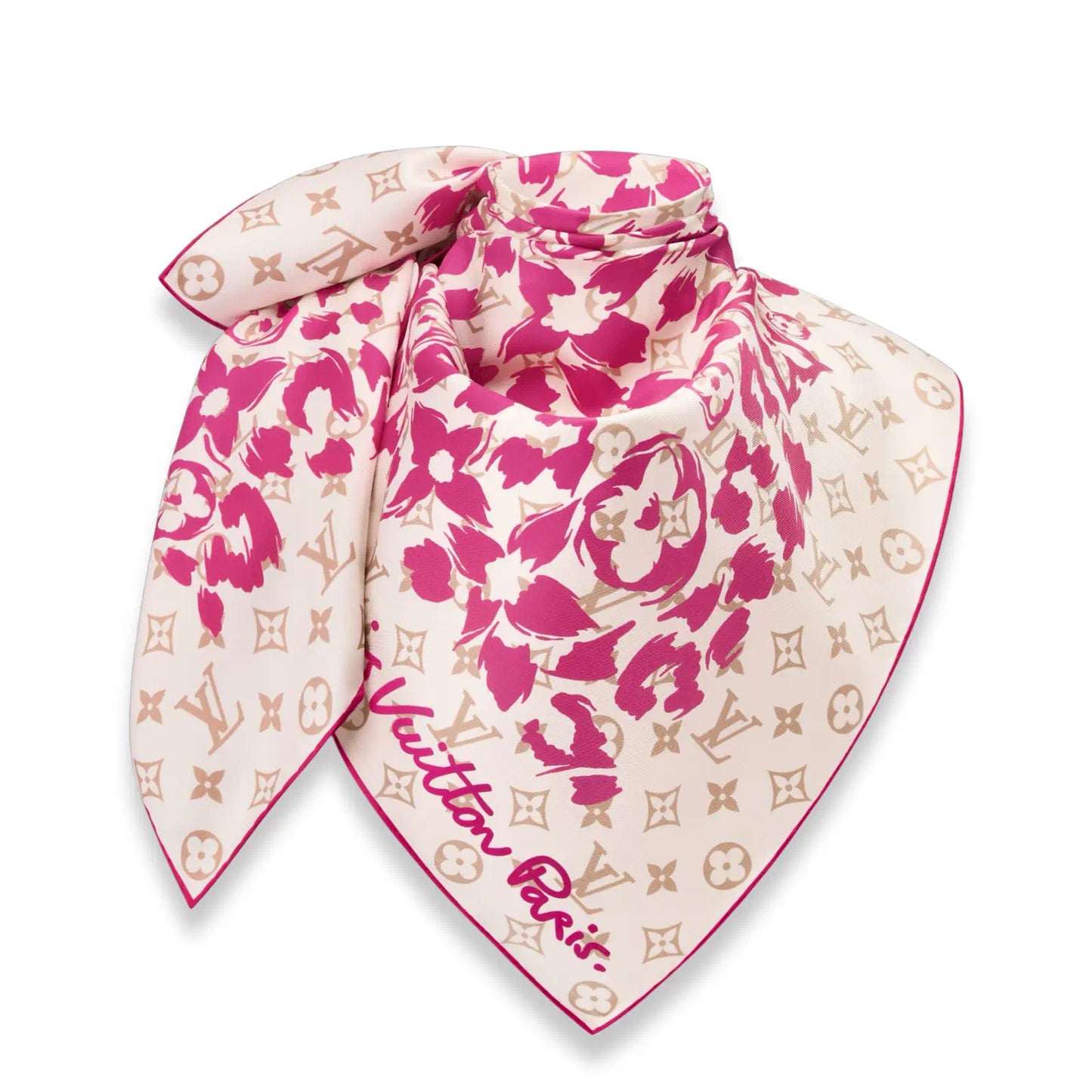 LOUIS VUITTON PINK SAFARI 90 SILK SCARF