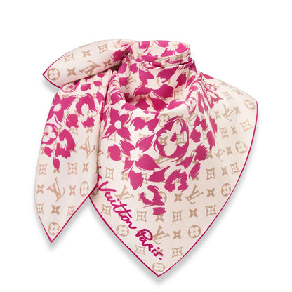 LOUIS VUITTON PINK SAFARI 90 SILK SCARF
