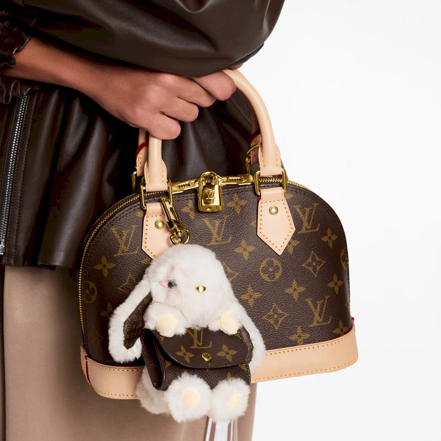 LOUIS VUITTON WHITE MONOGRAM LV CUTE BUNNY BAG CHARM