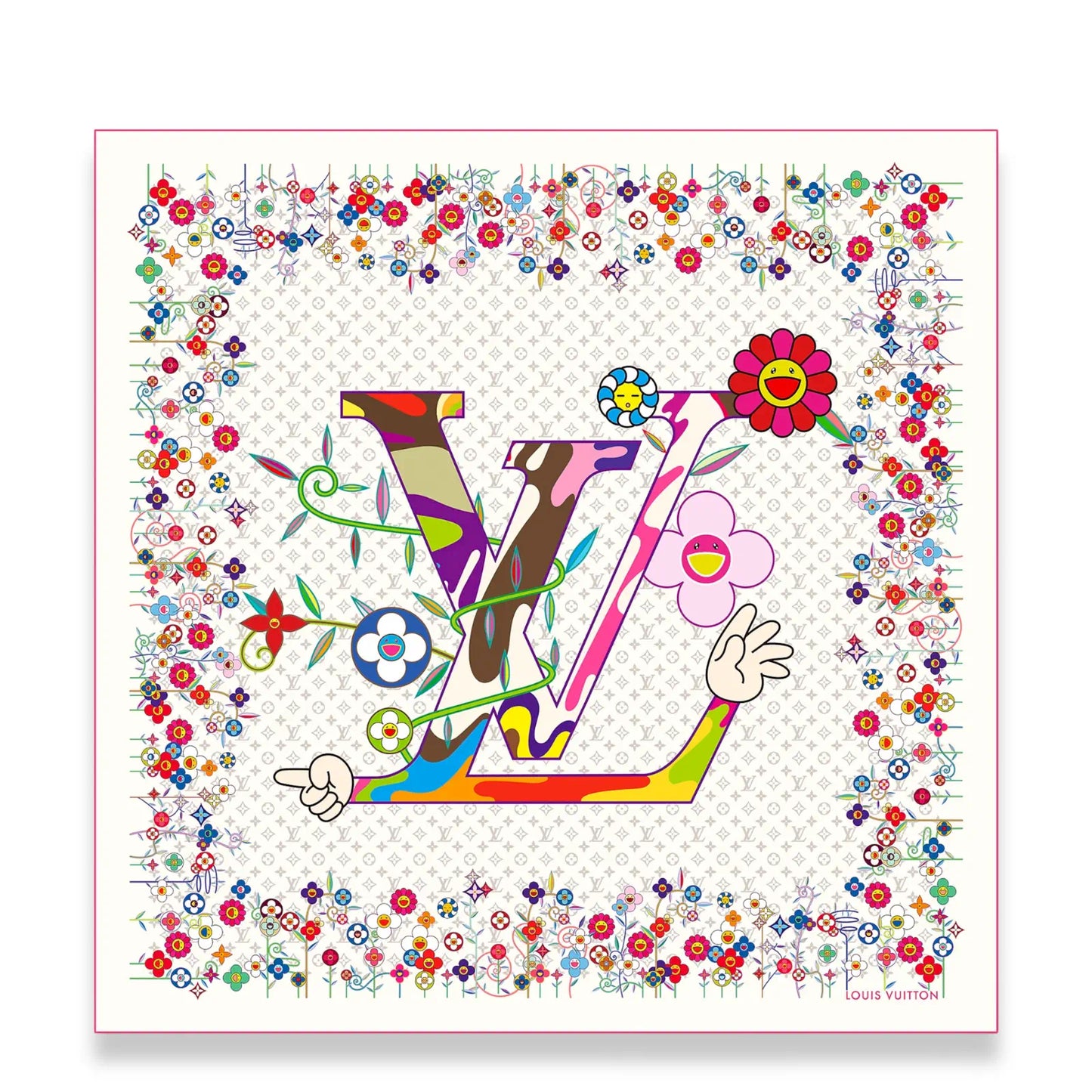 LOUIS VUITTON WHITE MONOGRAM SUPERFLAT LV X TM SCARF
