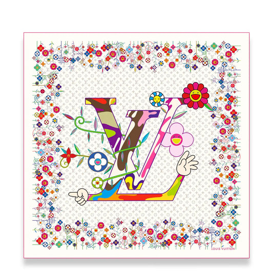 LOUIS VUITTON WHITE MONOGRAM SUPERFLAT LV X TM SCARF