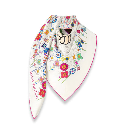 LOUIS VUITTON WHITE MONOGRAM SUPERFLAT LV X TM SCARF