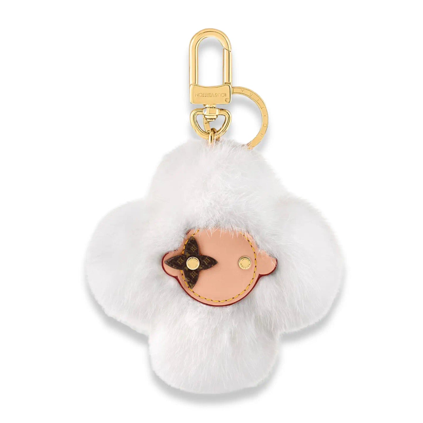 LOUIS VUITTON WHITE VIVIENNE FUR BAG CHARM / KEY HOLDER