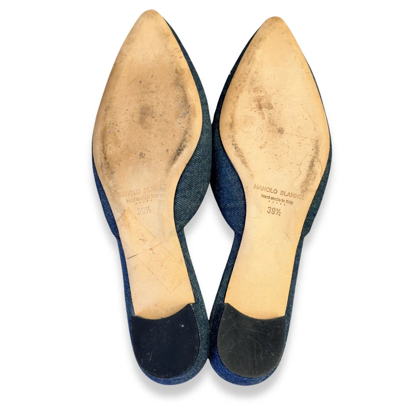 MANOLO BLAHNIK BLUE DENIM HANGISI MULES