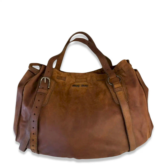 MIU MIU BROWN SUEDE SHOULDER BAG