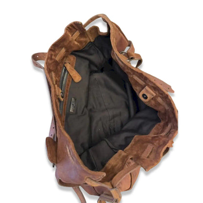 MIU MIU BROWN SUEDE SHOULDER BAG