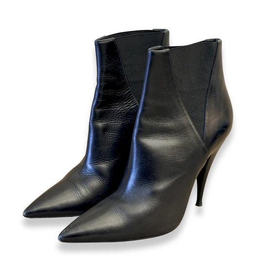 SAINT LAURENT BLACK LEATHER ANKLE BOOTS