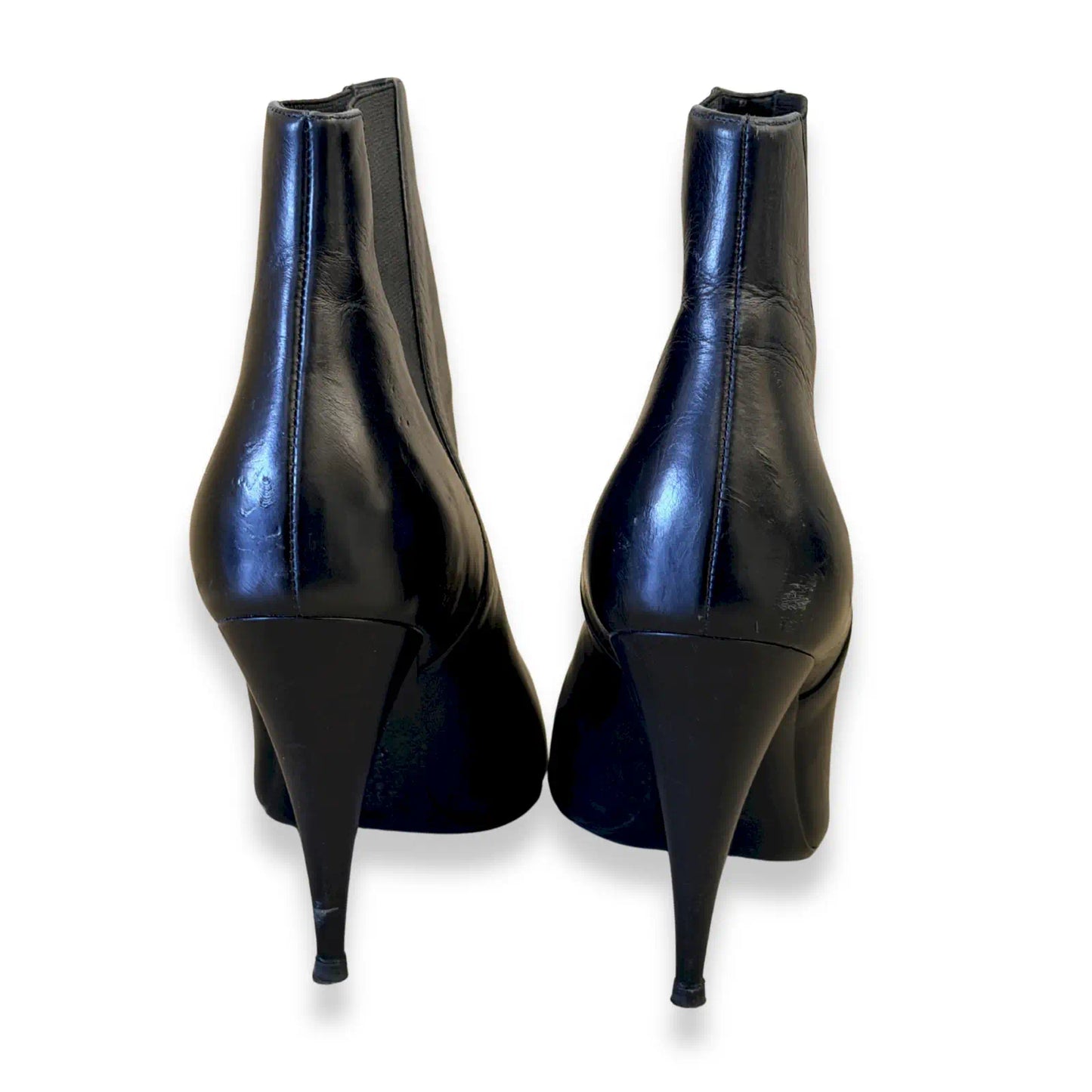 SAINT LAURENT BLACK LEATHER ANKLE BOOTS