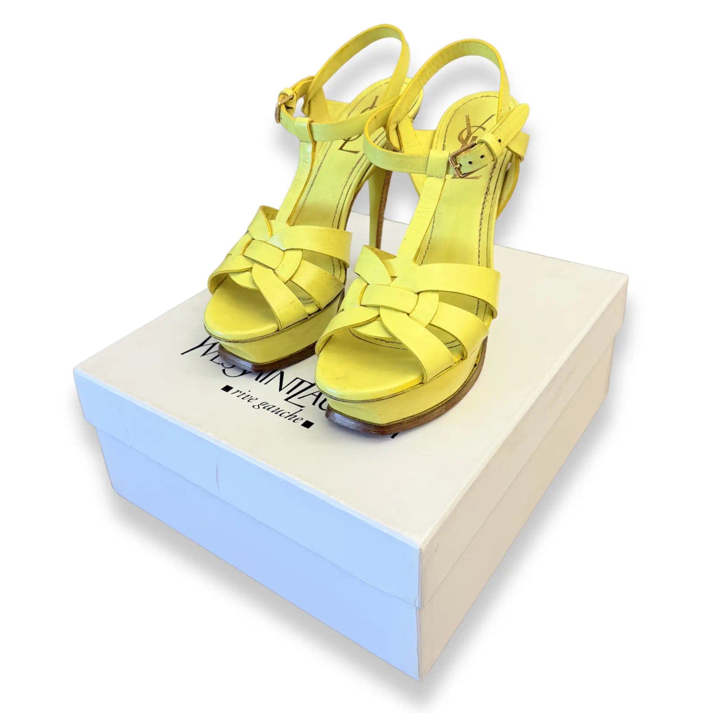 YVES SAINT LAURENT YELLOW TRIBUTE SANDALS HEELS