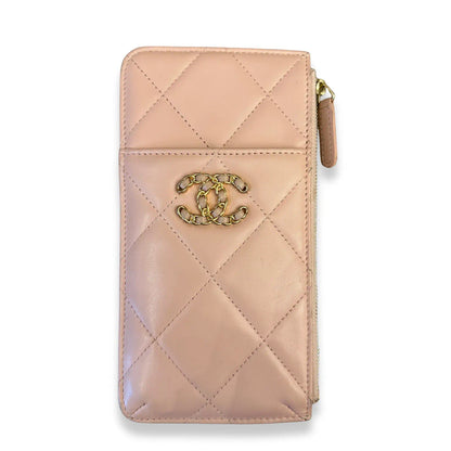CHANEL 19 PINK PHONE CARD HOLDER