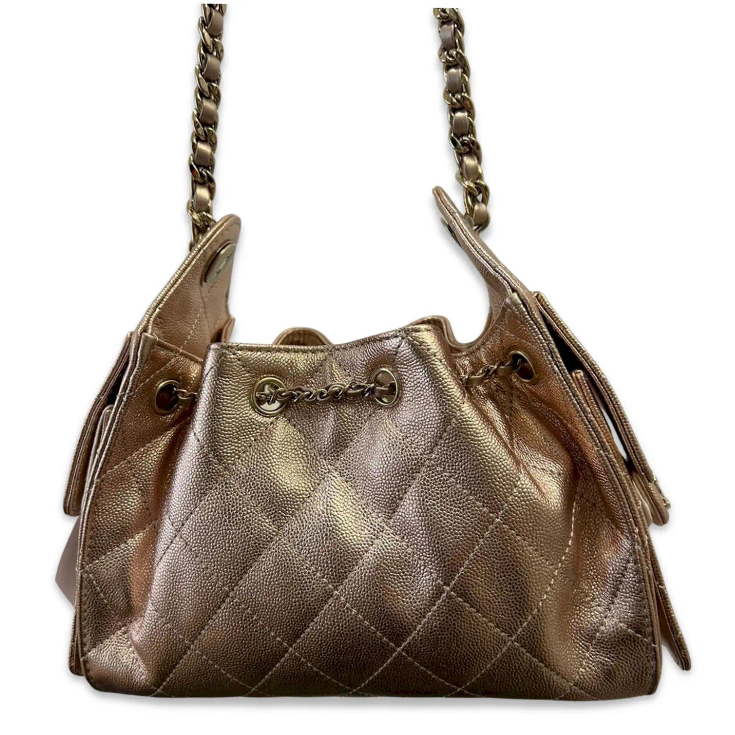 CHANEL 25 MINI ROSÉ METALLIC BAG