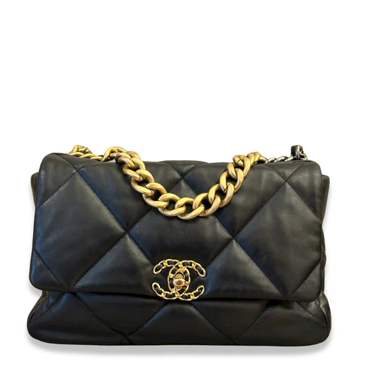 CHANEL BLACK MEDIUM 19 FLAP BAG