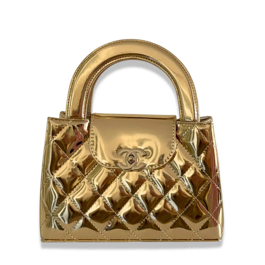 CHANEL GOLD METALLIC MINI SHOPPING BAG