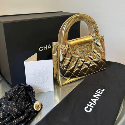 CHANEL GOLD METALLIC MINI SHOPPING BAG